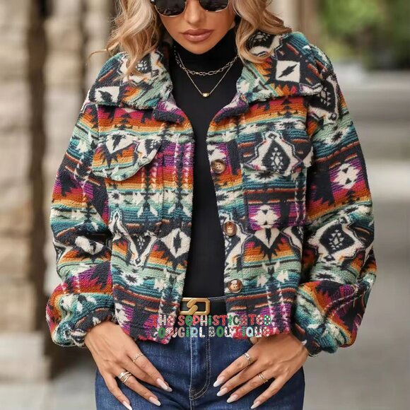 THE BONNIE AZTEC PRINT TEDDY JACKET NEW IN PACKAGE - Picture 5 of 5